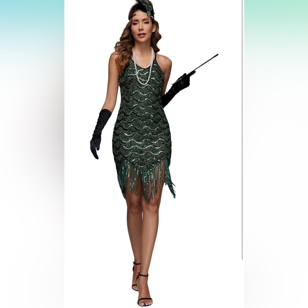 1920s Flapper Sequin Dress for Great Gatsby NIB